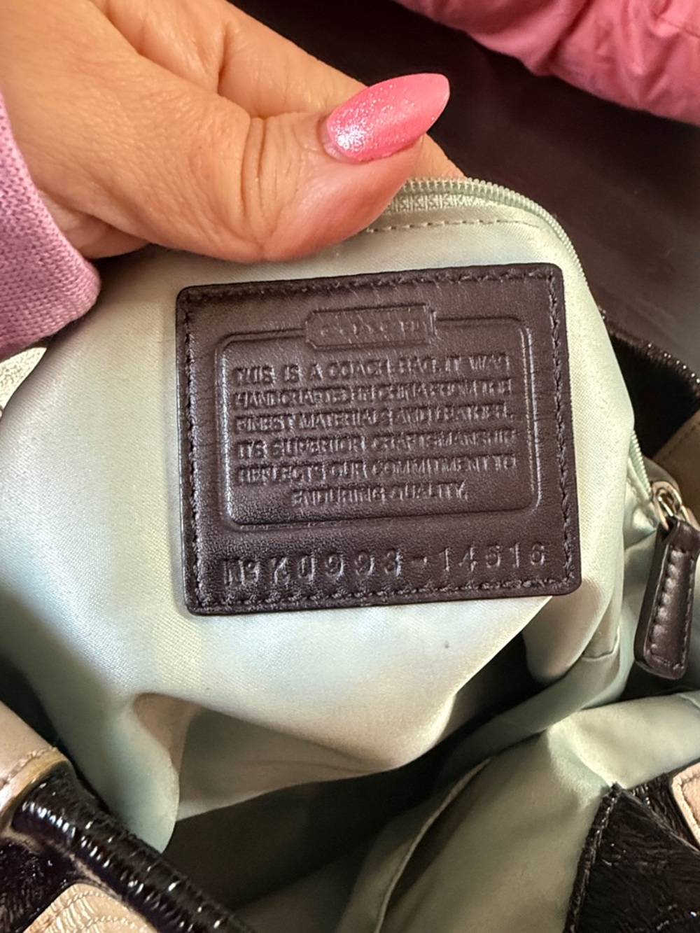 Coach Rehab Peyton Inlaid C Tote with Suede and Patent exterior - Picture 13 of 14